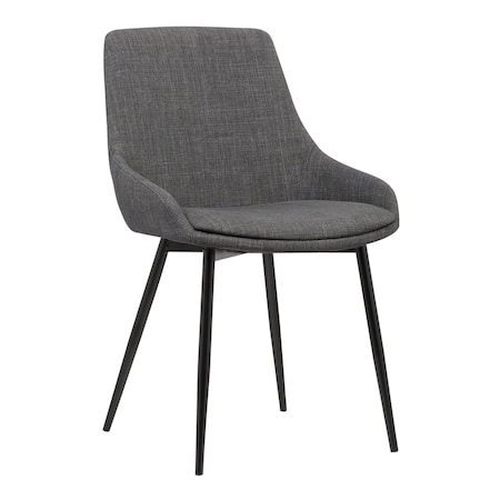 Armen Living Mia Contemporary Dining Chair in Charcoal Fabric with Black Powder Coated Metal Legs LCMICHCH